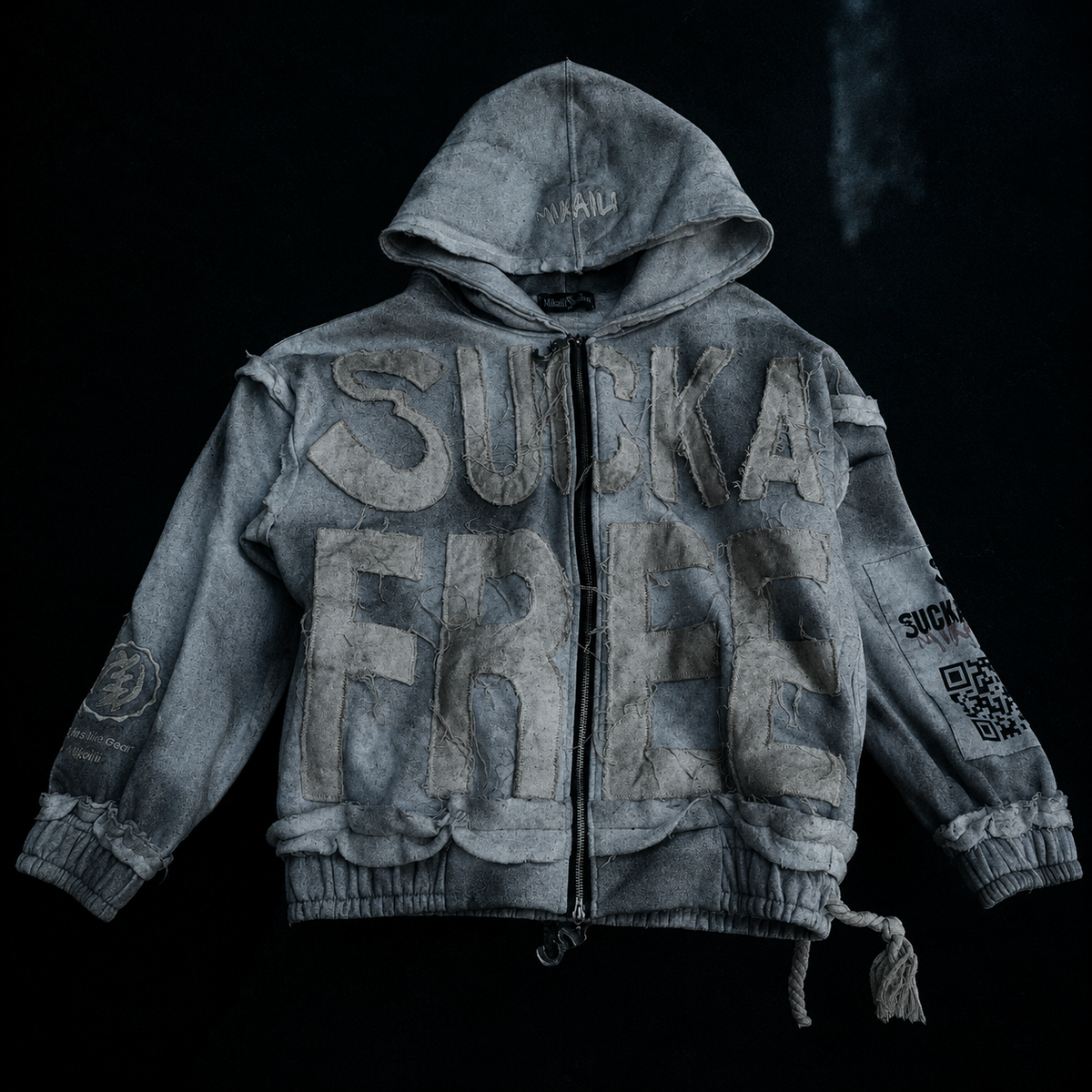 LIGHT GREY FULL-ZIP HOODIE