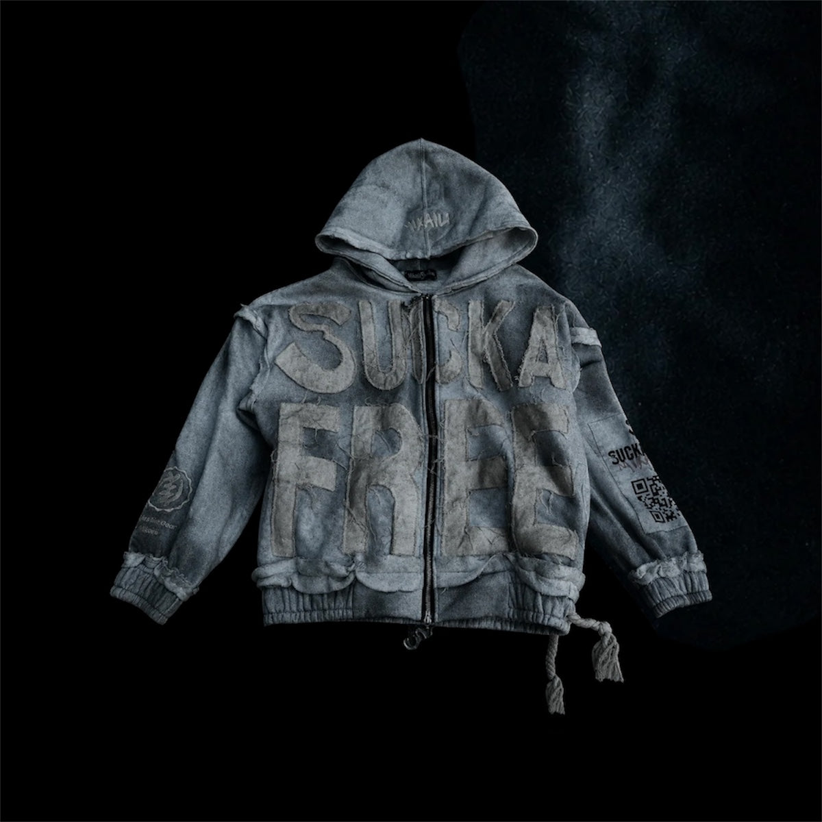 LIGHT GREY FULL-ZIP HOODIE