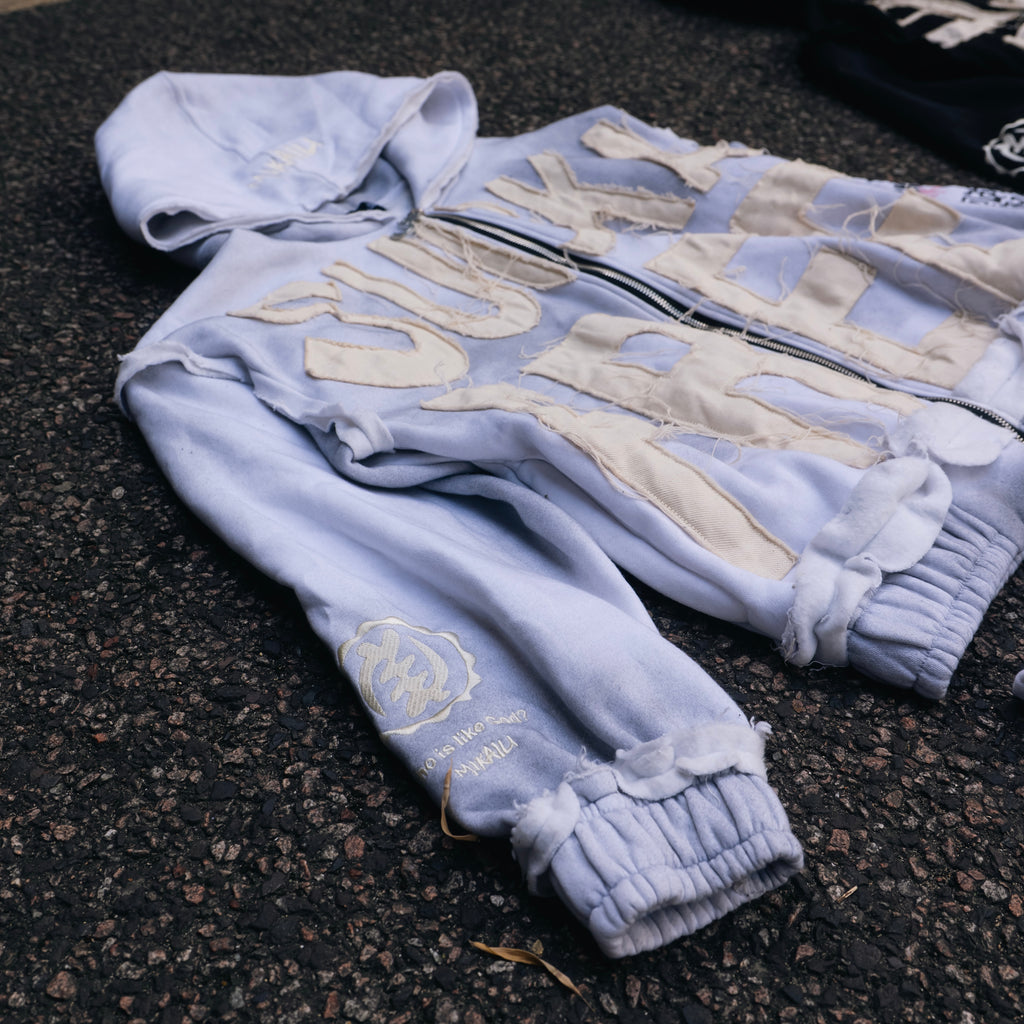 LIGHT GREY FULL-ZIP HOODIE
