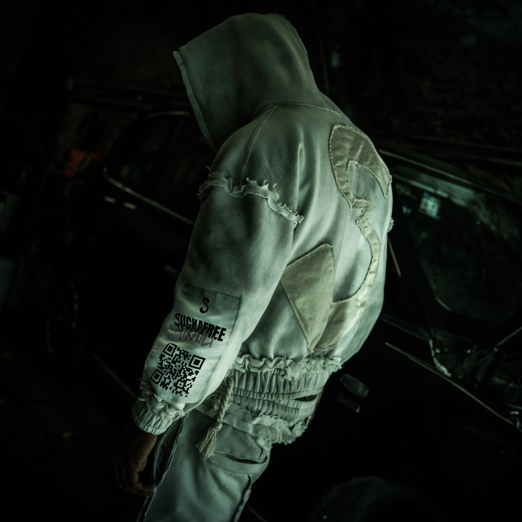 LIGHT GREY FULL-ZIP HOODIE
